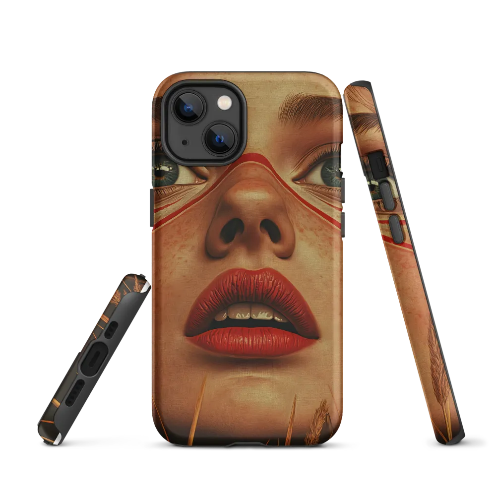 Realistic Digital Portrait with Bold Red Elements | Phone Case