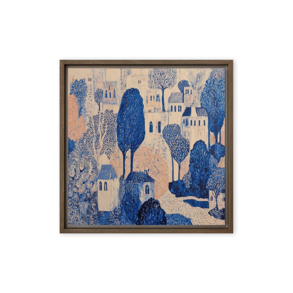 Blue Hillside Village | Art Print