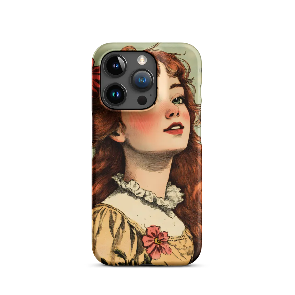 Vintage Portrait of Young Woman with Flowers | Phone Case