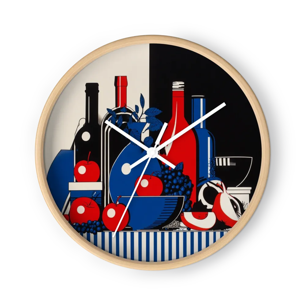 Graphic Still Life in Red and Blue | Wall Clock