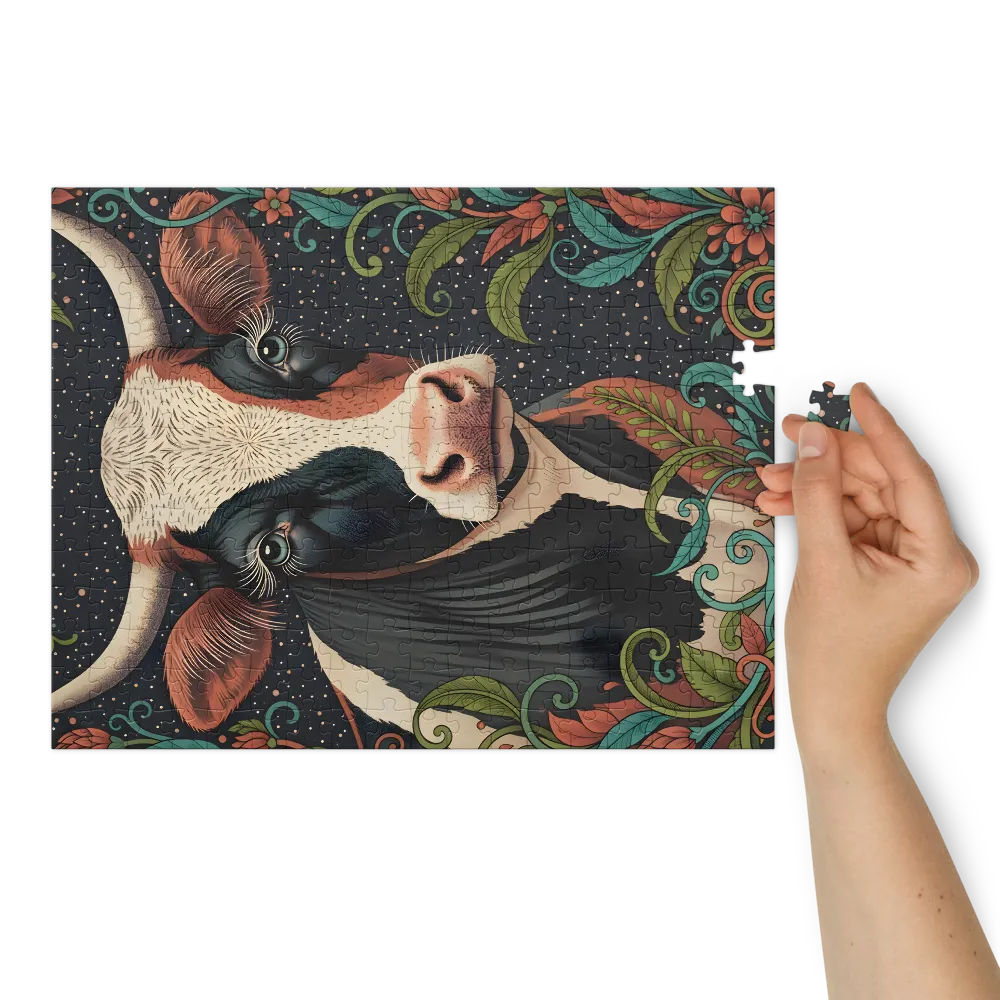 Floral Cow Portrait | Jigsaw Puzzles
