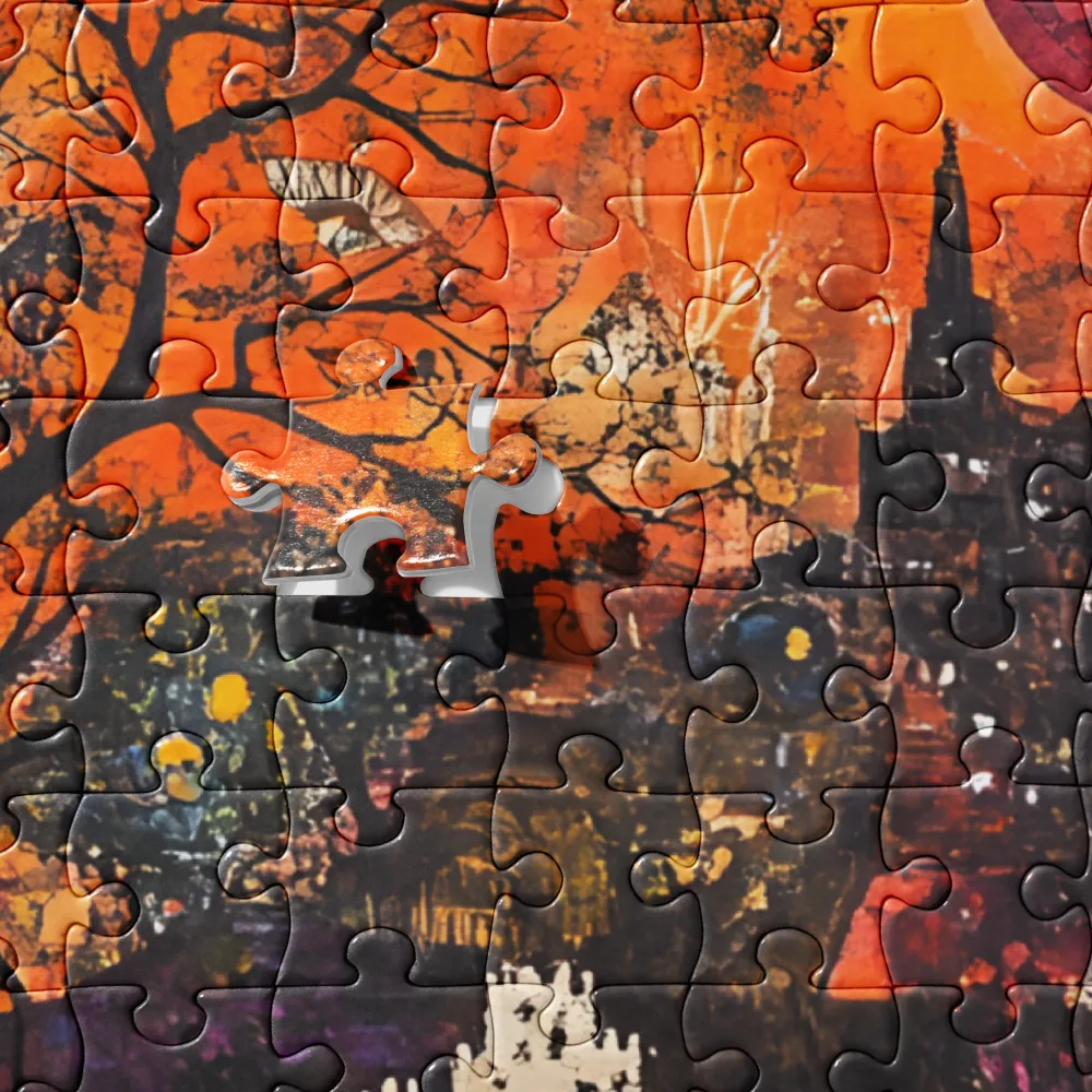 Crimson Sunset City 
 Jigsaw Puzzle