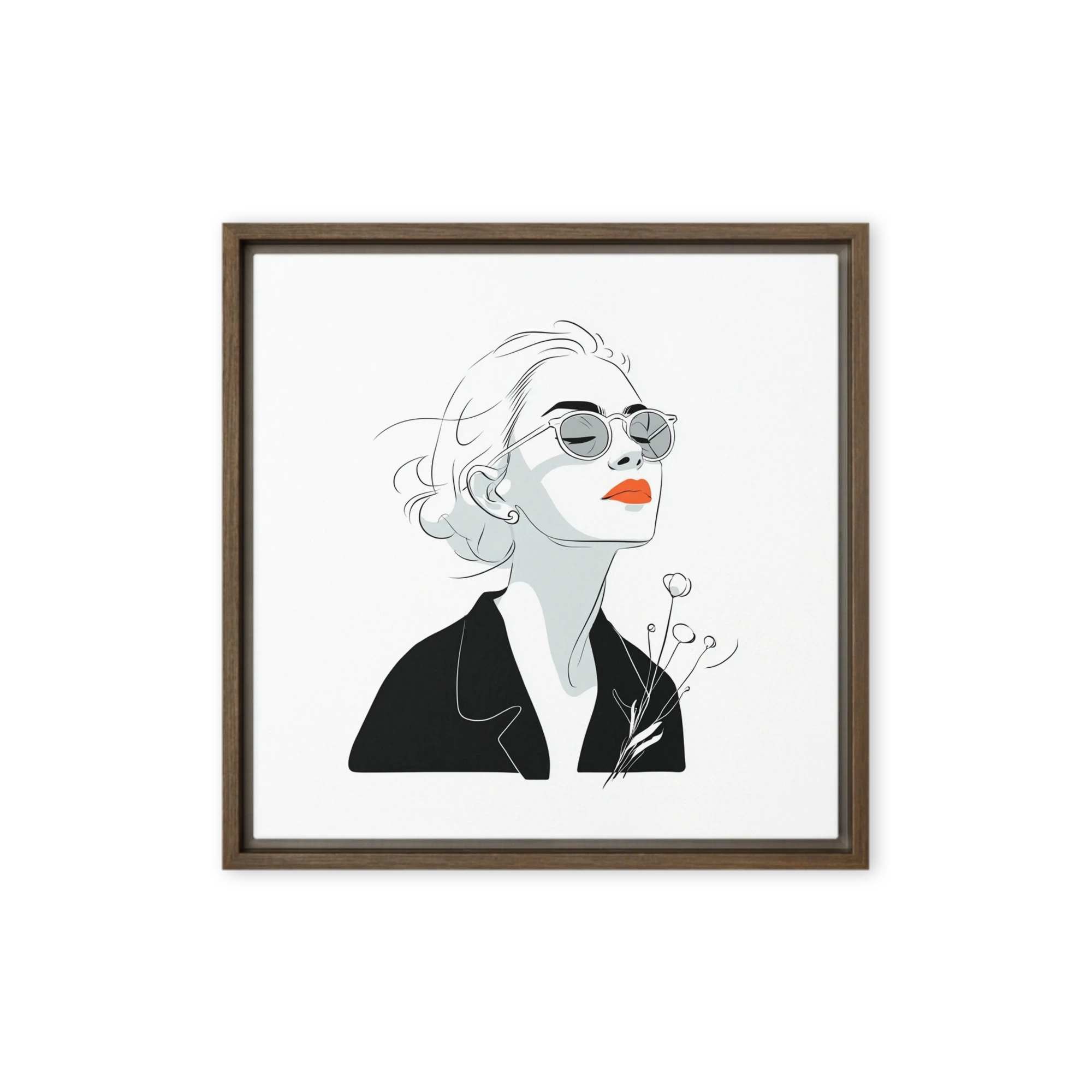 Woman in Sunglasses with Red Lips