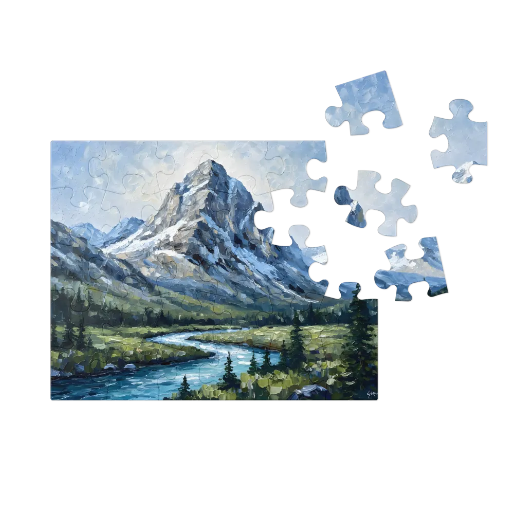 Alpine River Flow 
 Jigsaw Puzzle in Tin Box