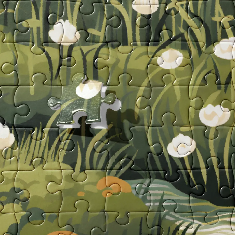 Serene River Meadow 
 Jigsaw Puzzle