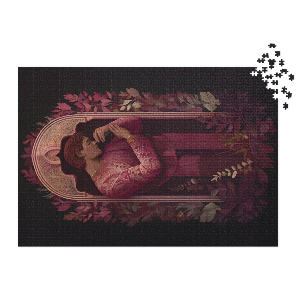 Conceptual Digital Art Figure in Floral Arch