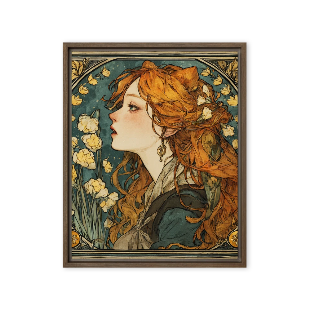 Art Nouveau Floral Portrait | Art Print