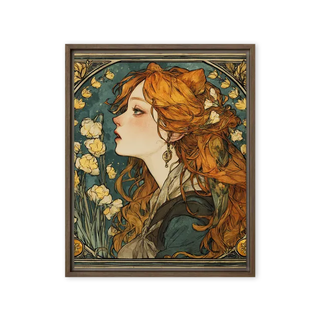 Art Nouveau Floral Portrait | Art Print