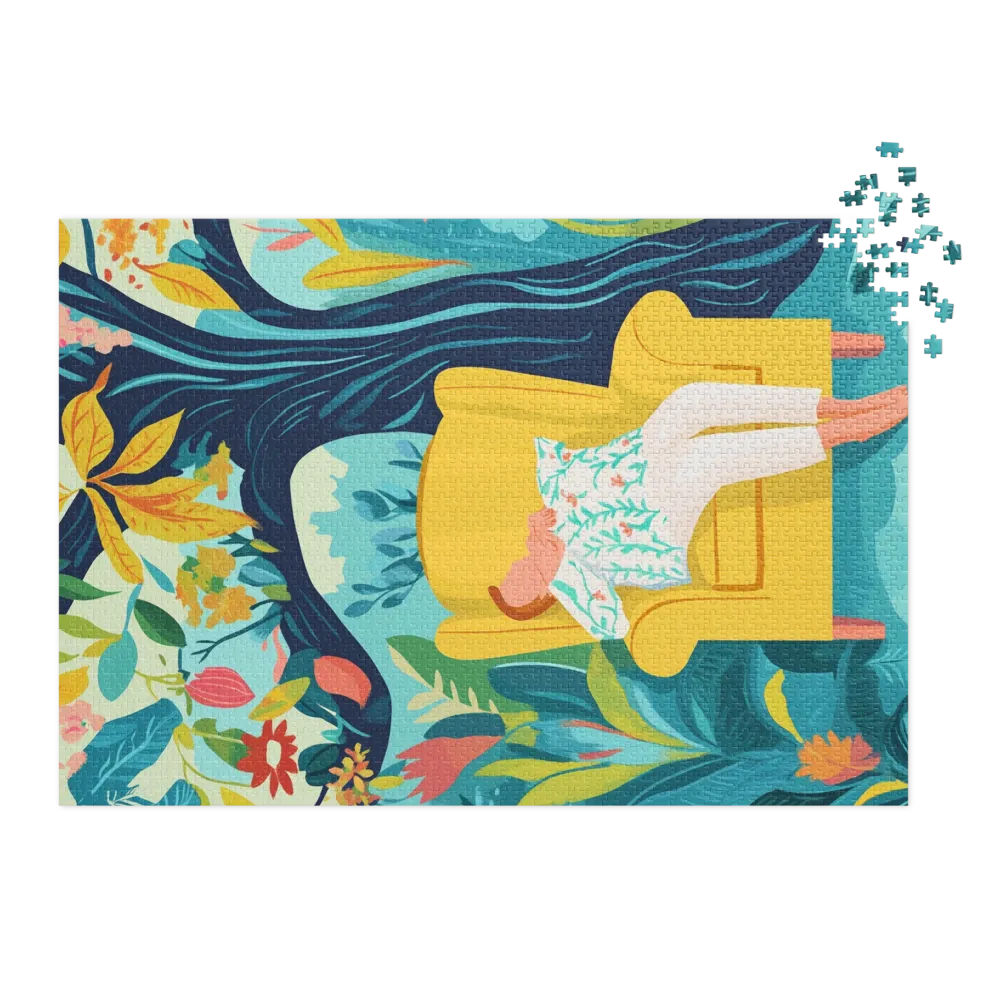 Tropical Relaxation Scene 
 Jigsaw Puzzle in Tin Box