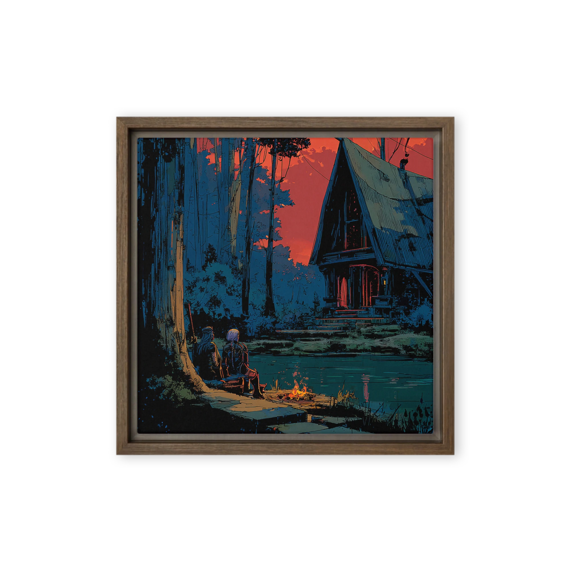 Forest Cabin Twilight | Art Print