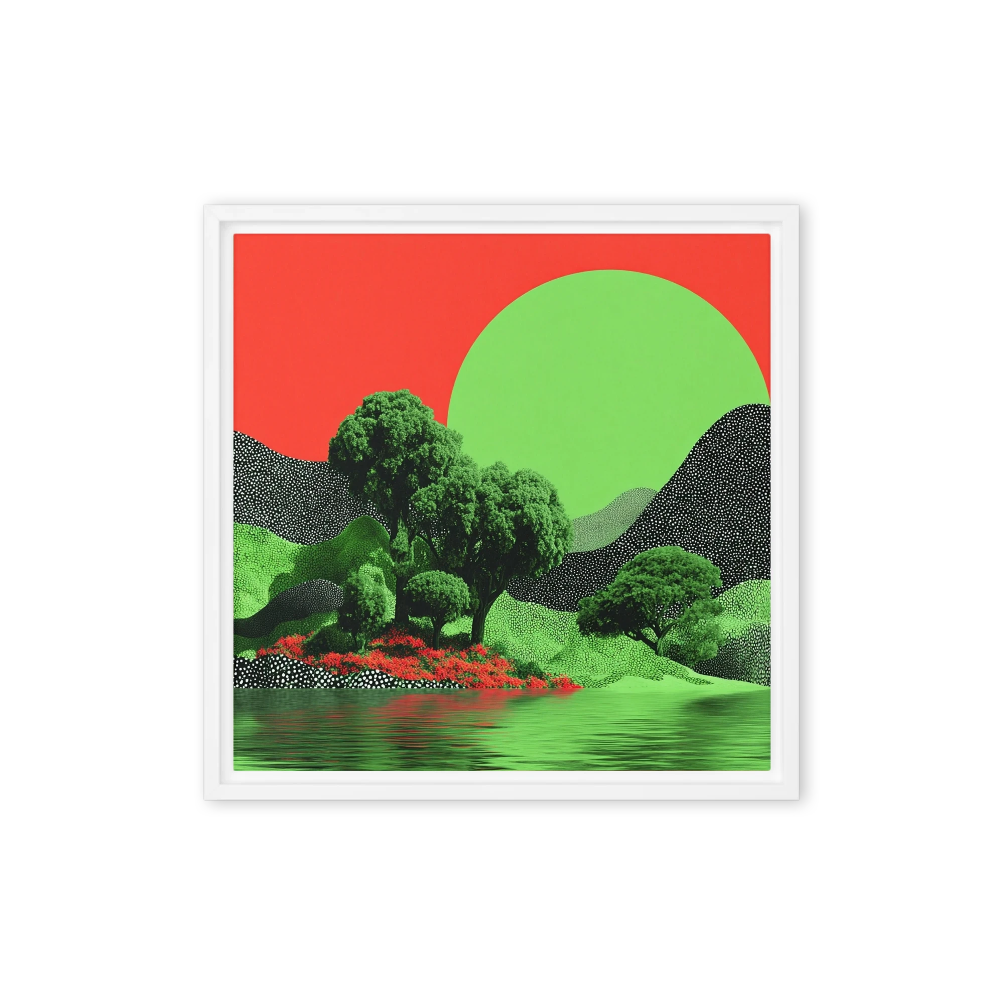 Emerald Trees on Red Horizon