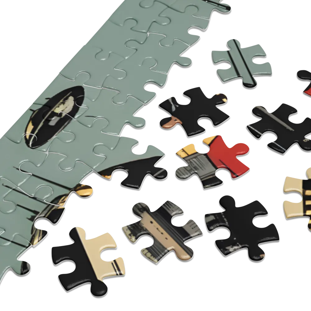 Retro-Futuristic Urban Vista 
 Jigsaw Puzzle in Tin Box
