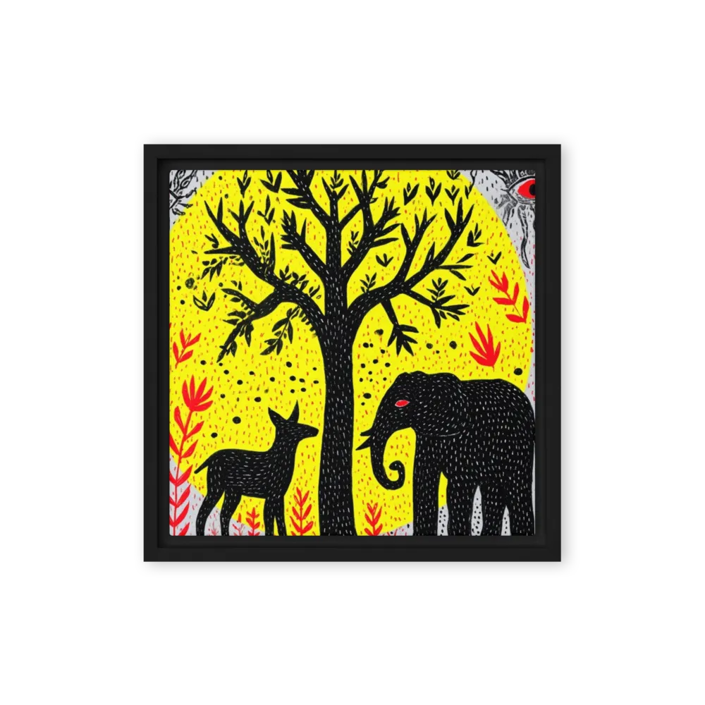 Elephant and Deer under Sun | Art Print