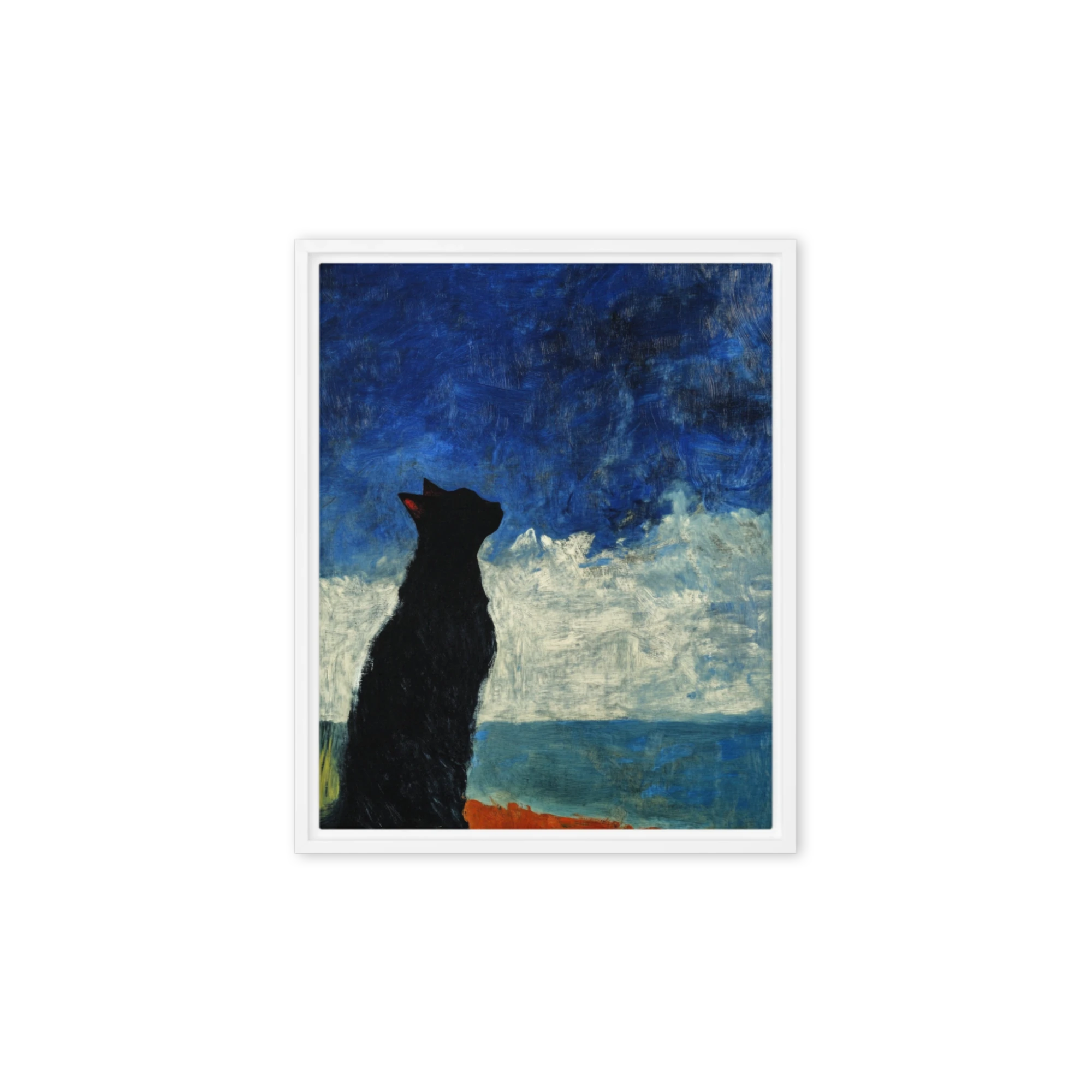 Black Cat Silhouette Against Blue Sky