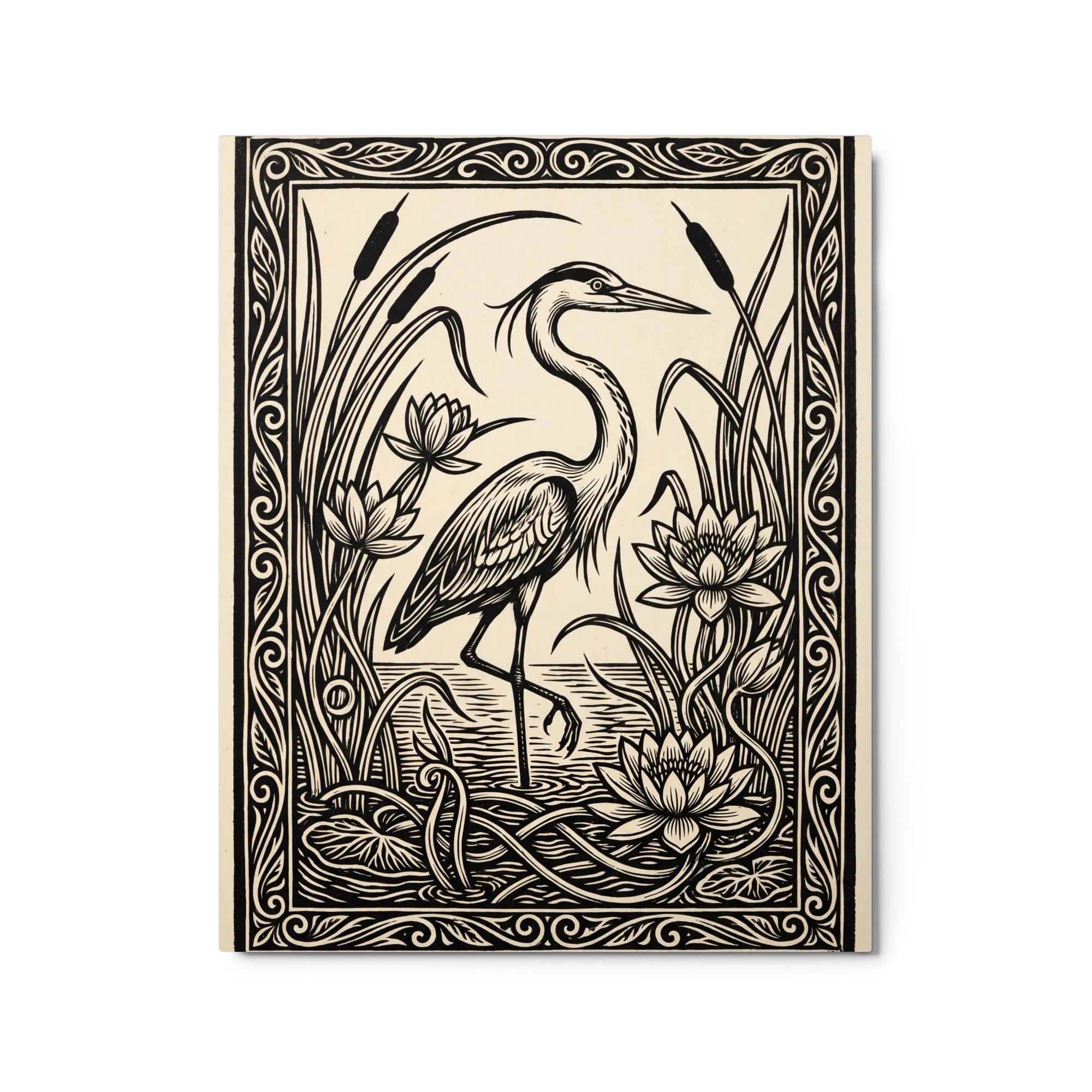 Heron Among Water Lilies