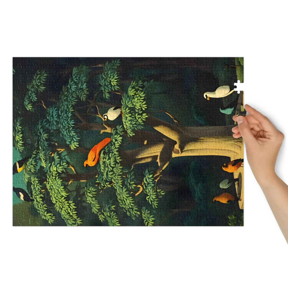 Surreal Tree with Colorful Birds | Jigsaw Puzzle (252/520 pieces)