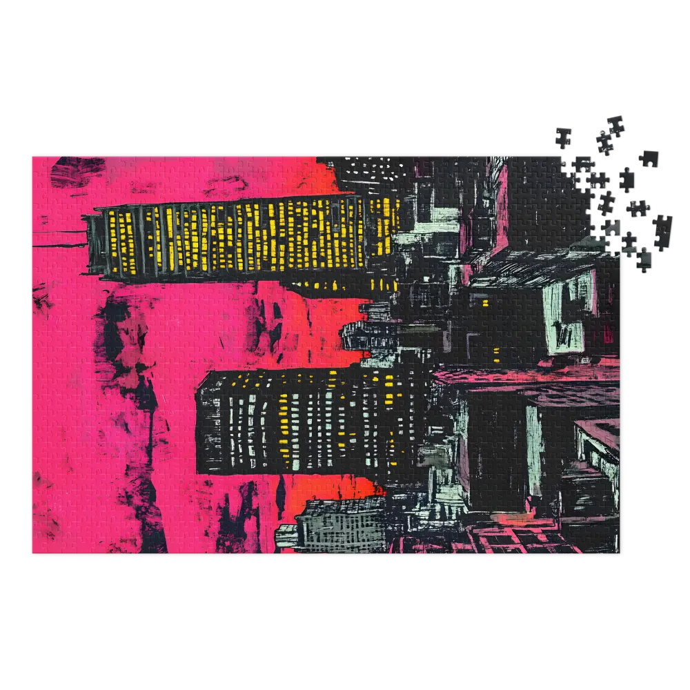 Neo-Expressionist Night City 
 Jigsaw Puzzle in Tin Box