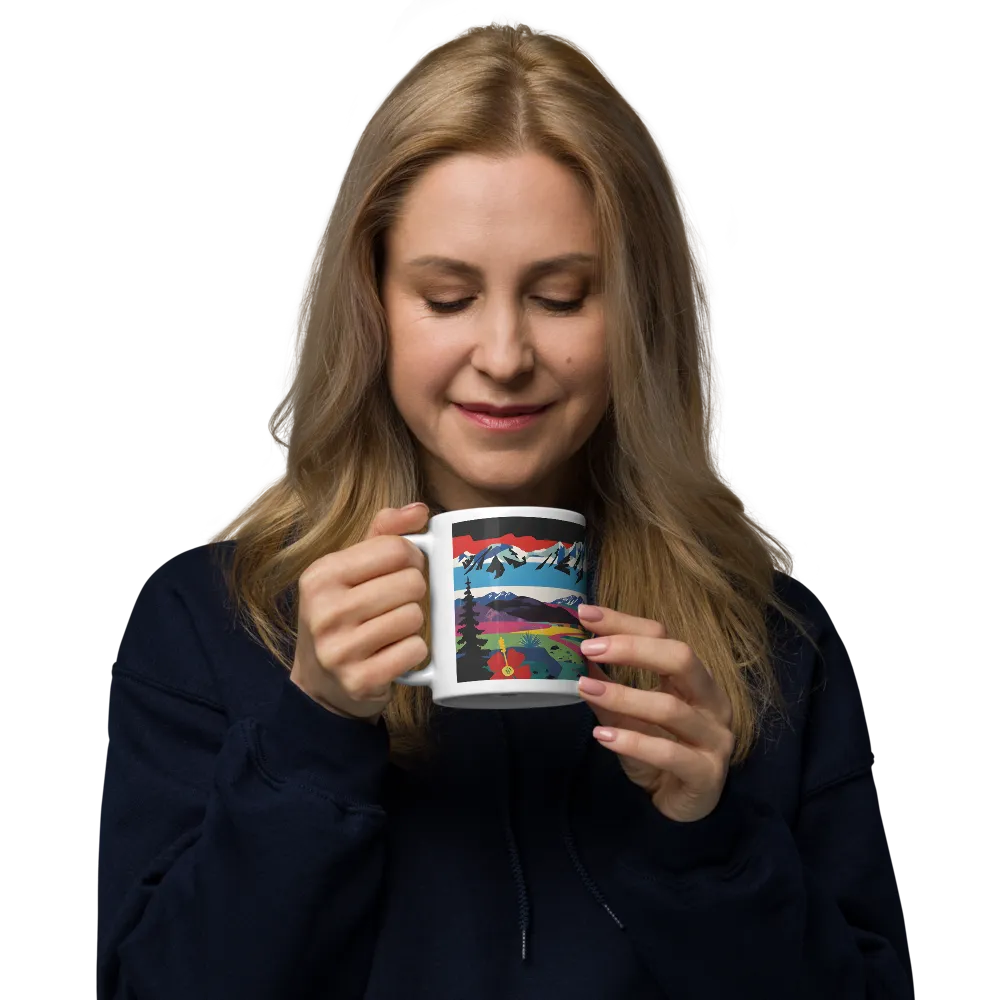Prismatic Mountain Poster 
 Mug with Red inside | 15 oz