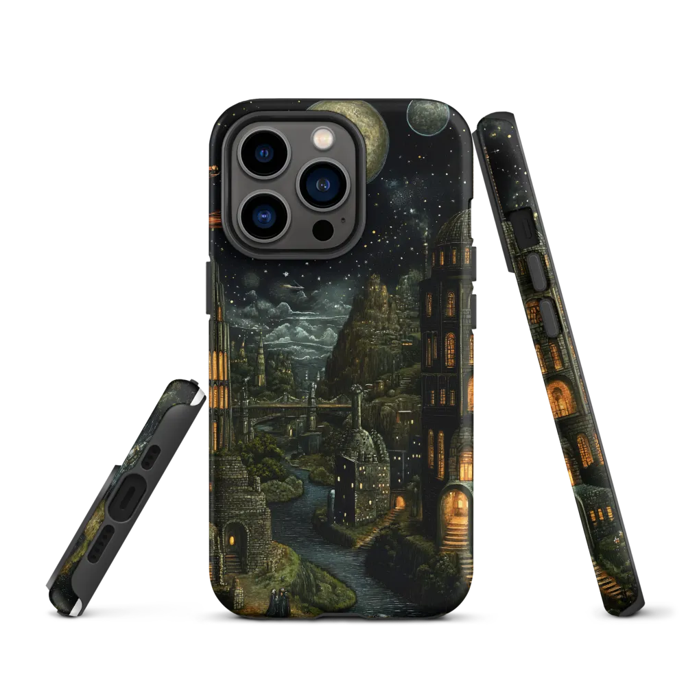 Cosmic Citadel Under Twin Moons | Phone Case