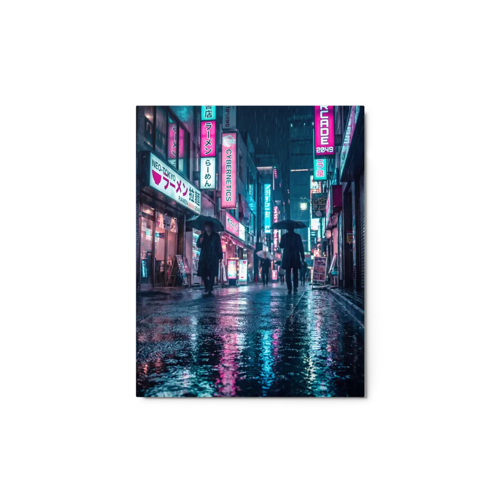 Neon Rain in Neo-Tokyo 
 Poster with Red oak Frame | 8″x 10″