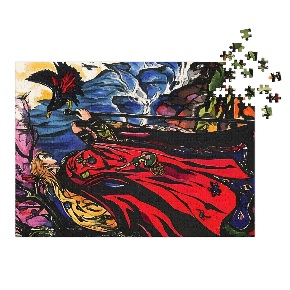 Vibrant Figure in Red Cloak
