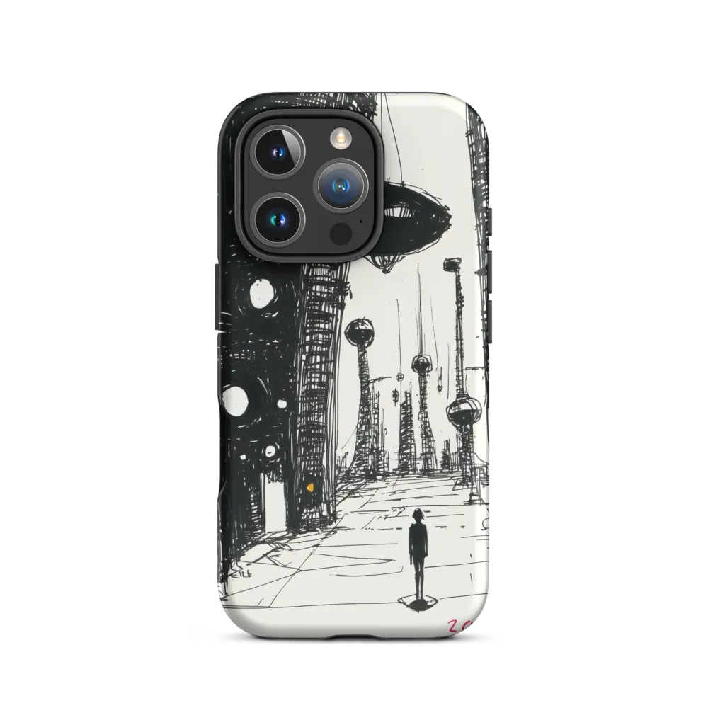 Futuristic Cityscape Ink Drawing | Phone Case