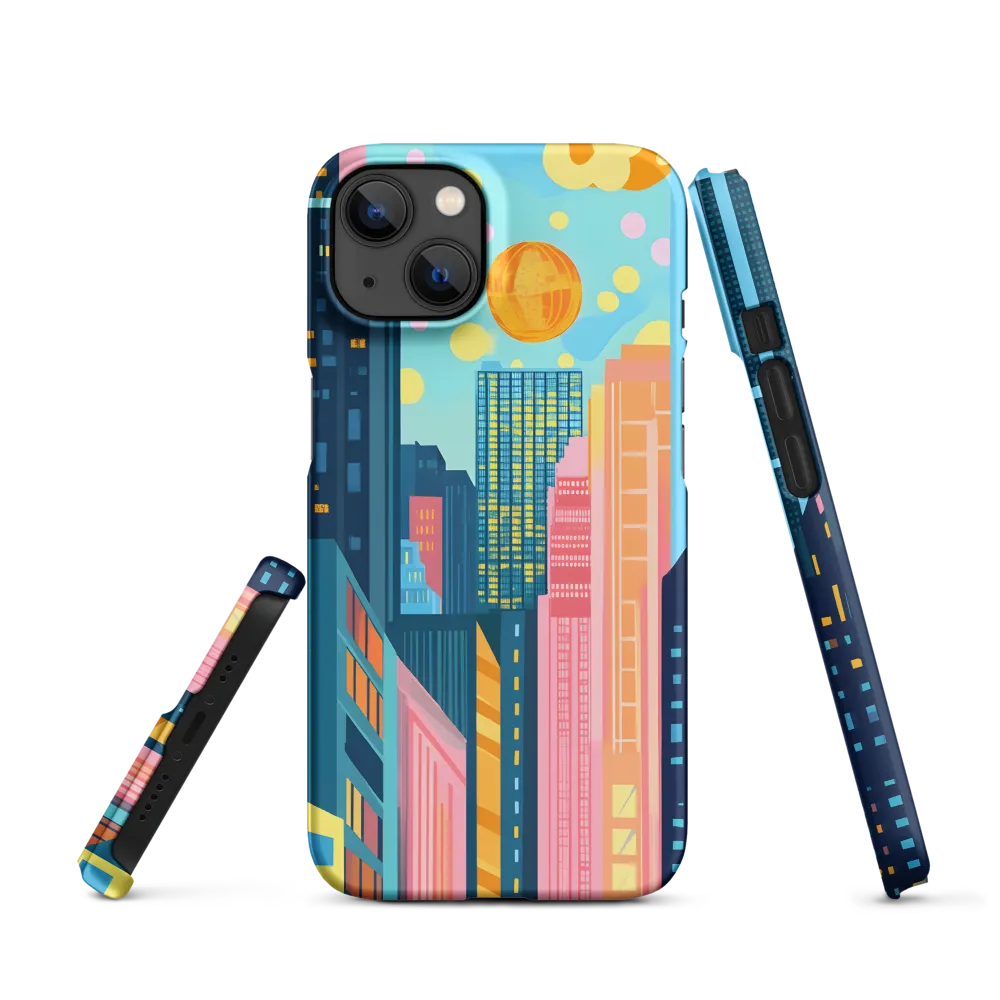 Vibrant Cityscape with Sun | Phone Case