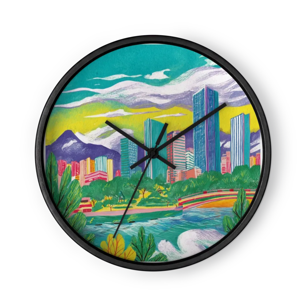 Modern Vibrant Skyline | Wall Clock