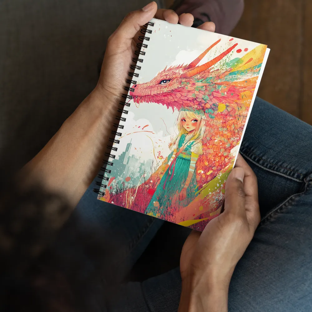 Girl and Dragon's Vibrant Dream 
 Spiral Notebook | 140 pages
