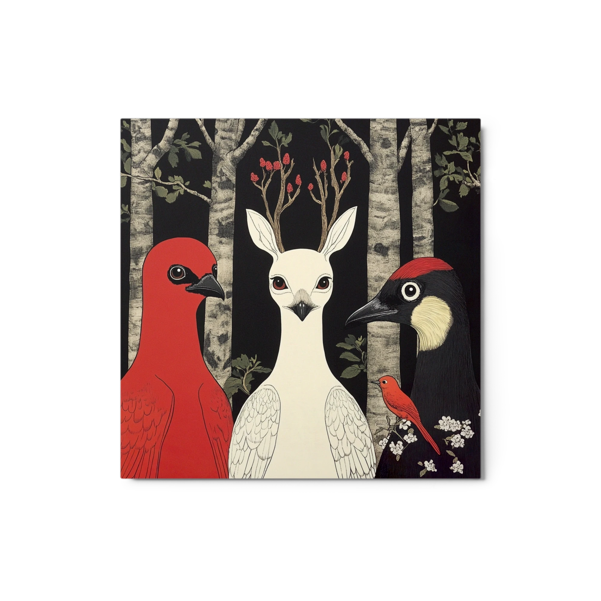 Surreal Birds in Forest