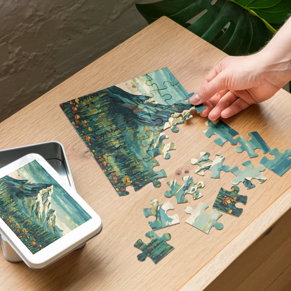 Alpine Vista Impression 
 Jigsaw Puzzle in Tin Box
