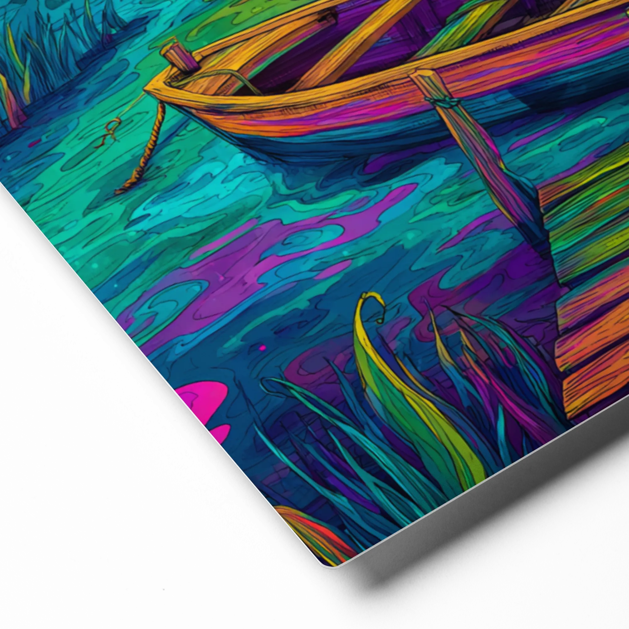 Neon River Journey 
 Metal Print | 16″x 20″