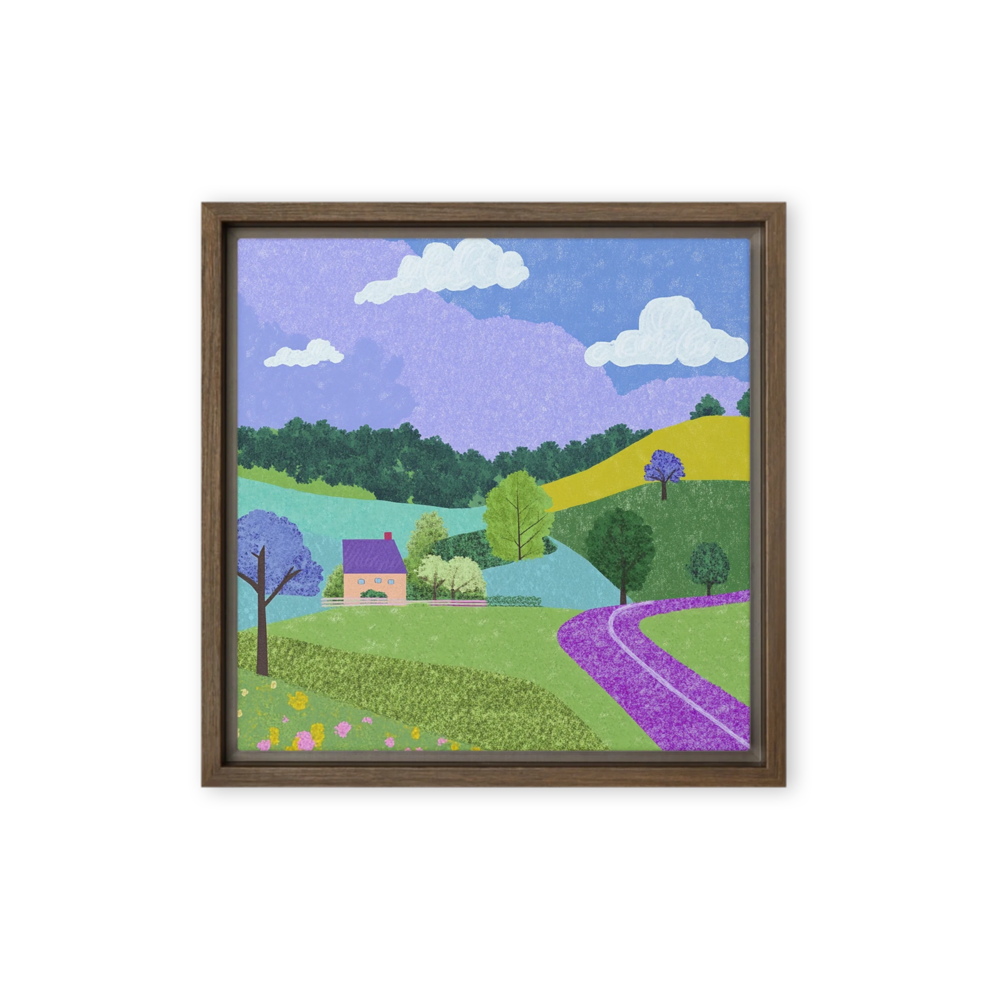 Serene Landscape with House and Trees