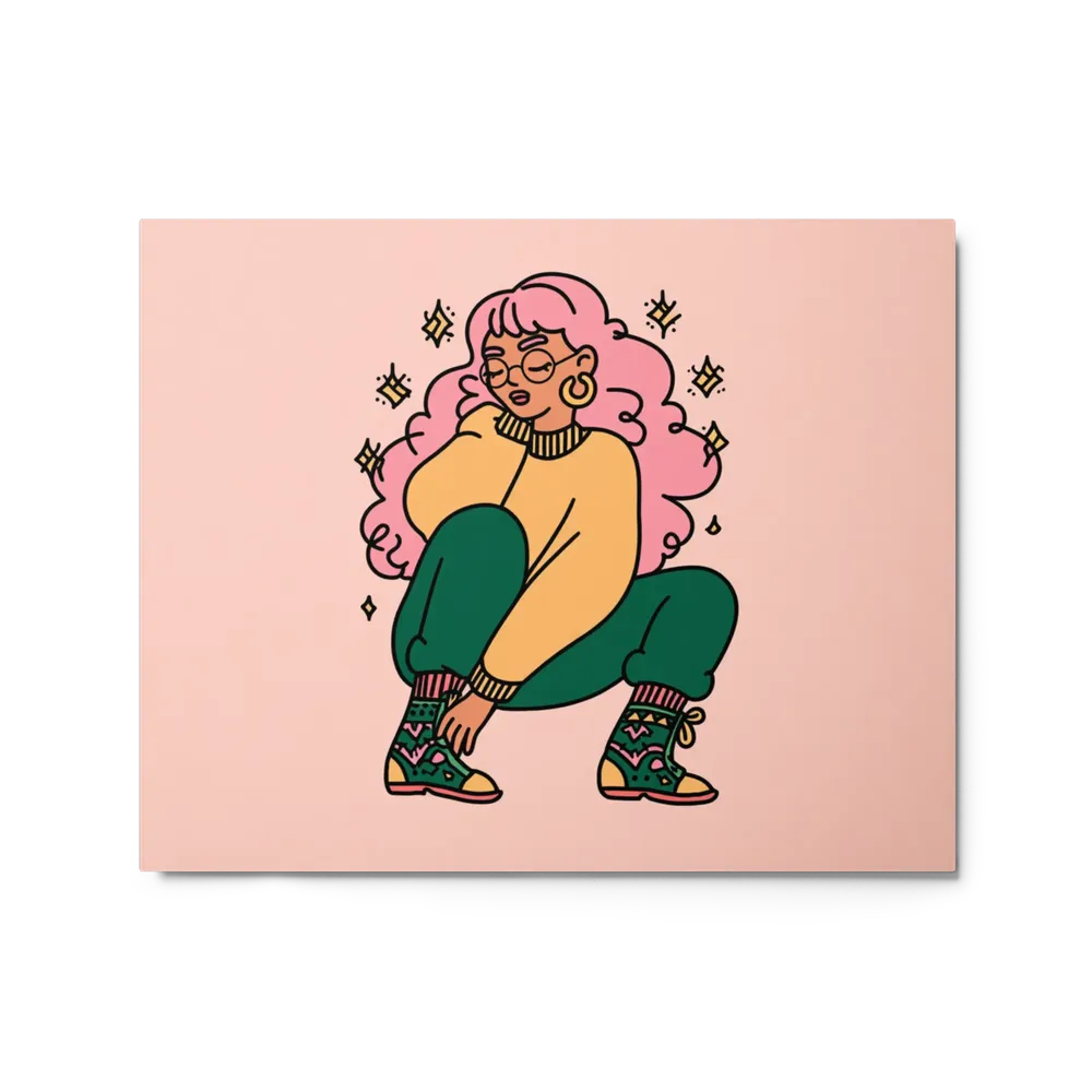 Pensive Pink-Haired Girl | Art Print