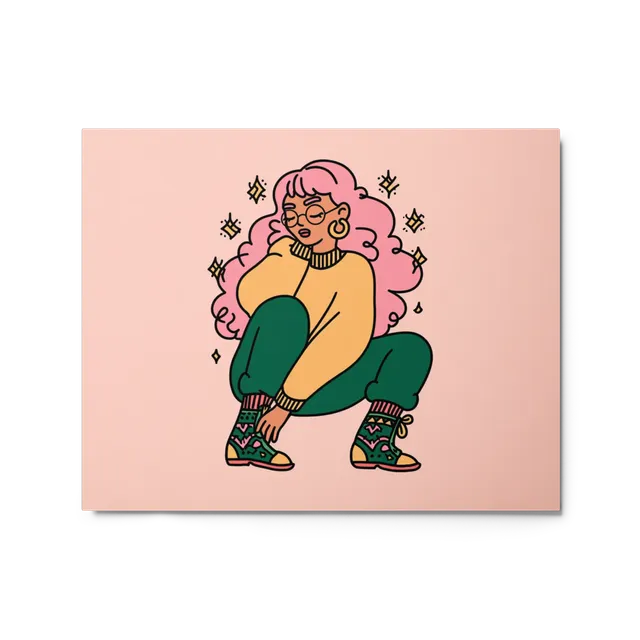 Pensive Pink-Haired Girl | Art Print