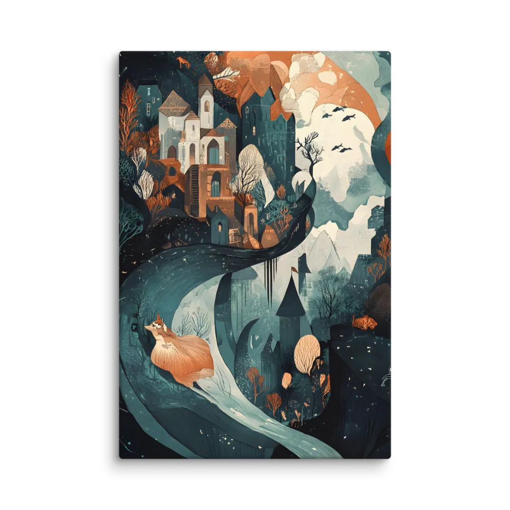 Whimsical Village Landscape 
 Canvas | 20″x 28″