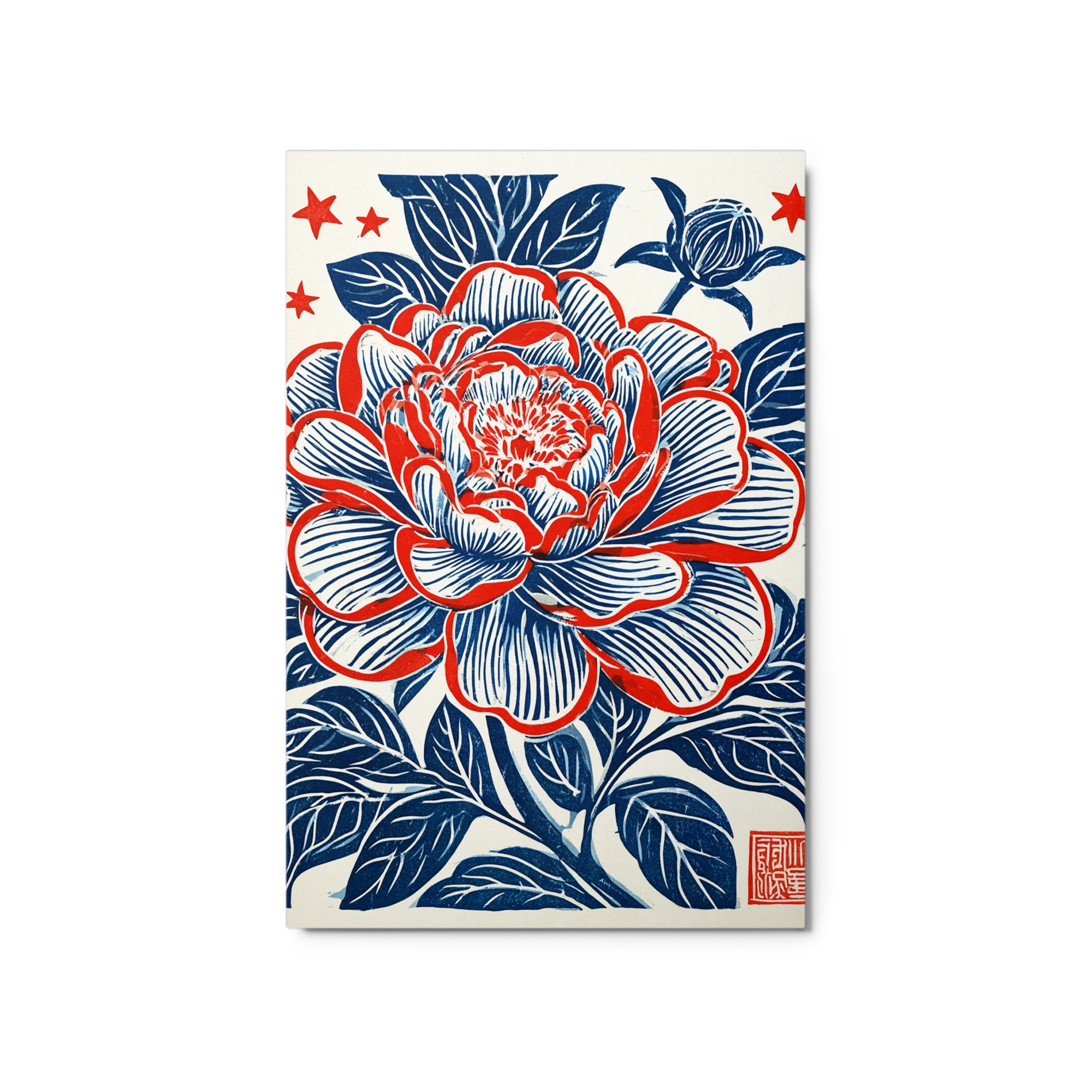 Red Peony Linocut