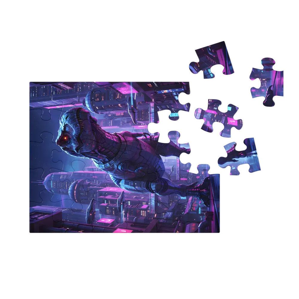 Cyberpunk T-Rex 
 Jigsaw Puzzle in Tin Box