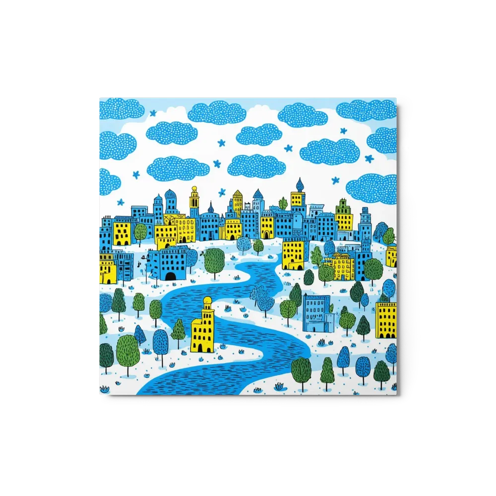 Blue and Yellow Village | Art Print