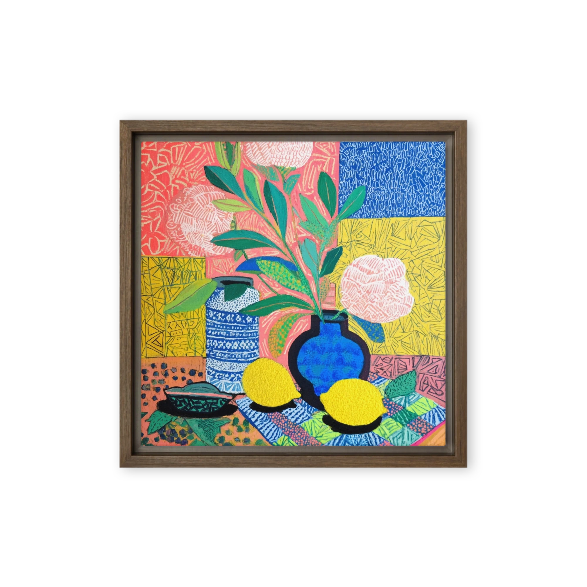 Lemons and Blue Vases | Art Print