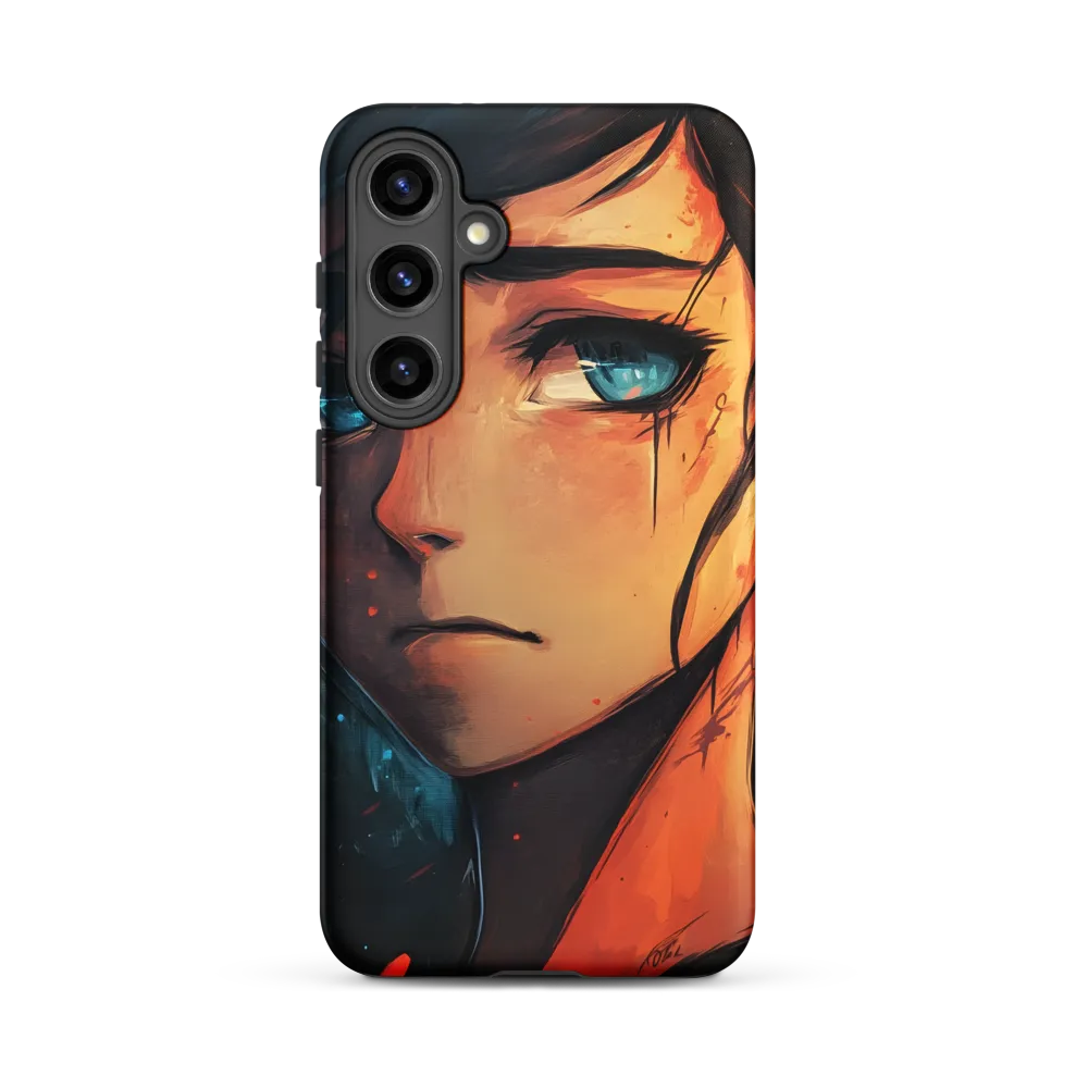 Somber Female Portrait with Blue Eyes | Phone Case