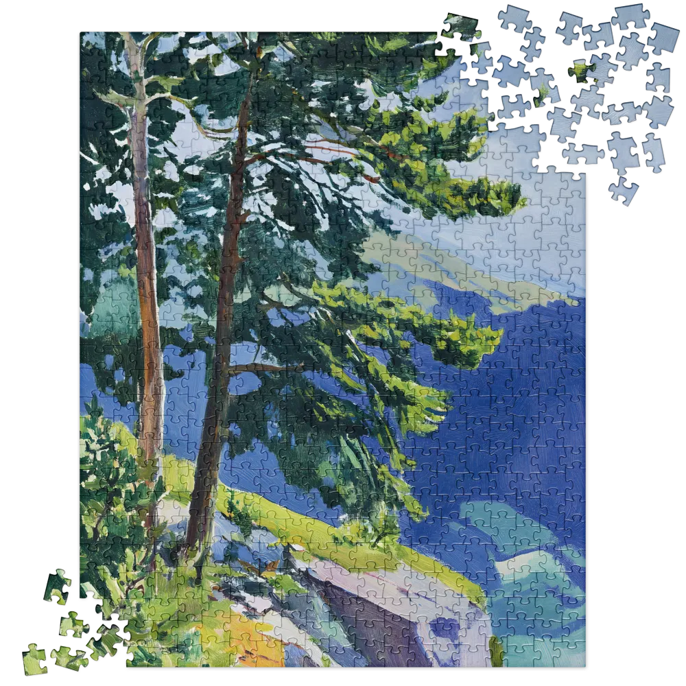 Impressionistic Mountain Pines 
 Jigsaw Puzzle in Tin Box