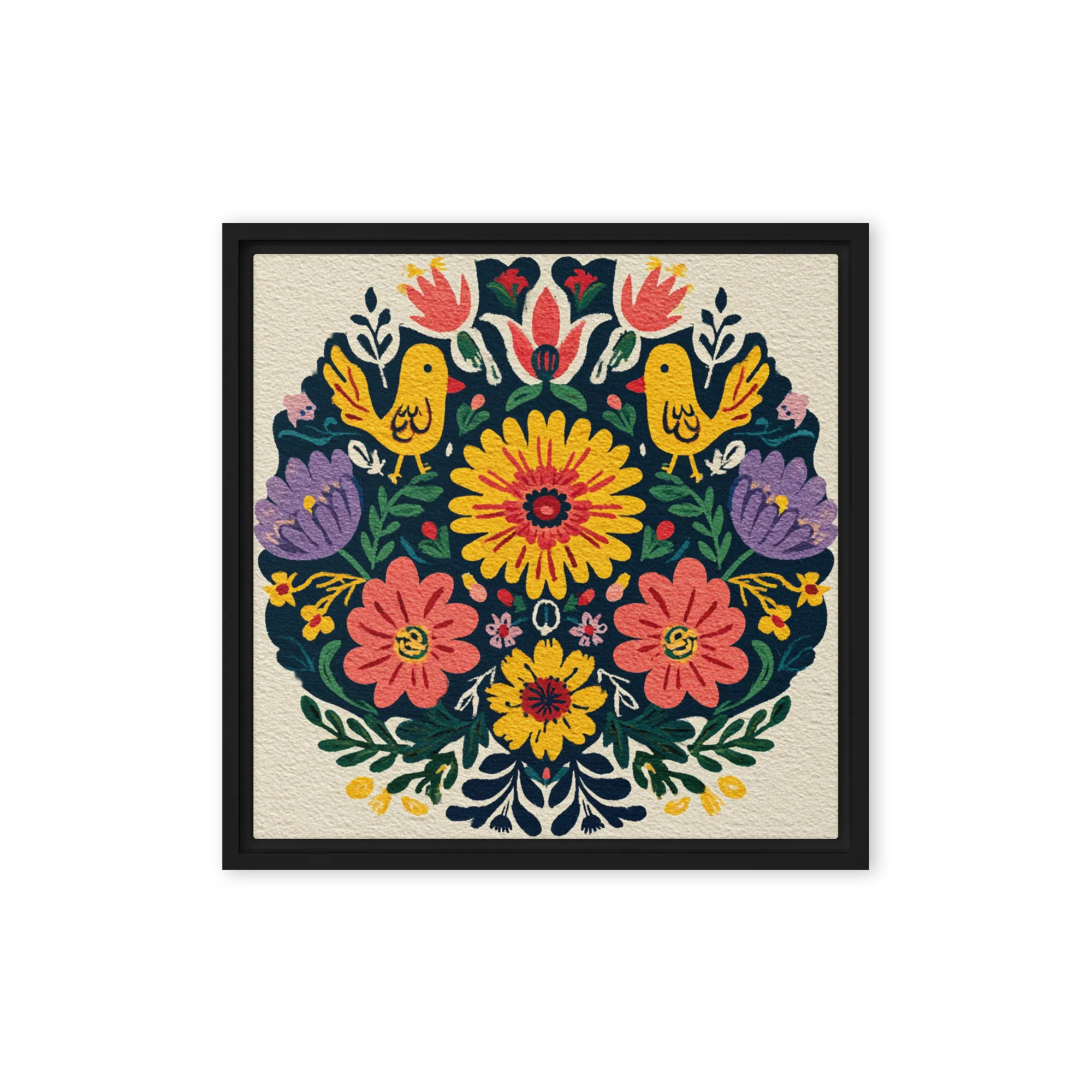 Flat Gouache on Heavy Canvas — Simulated needlepoint weave