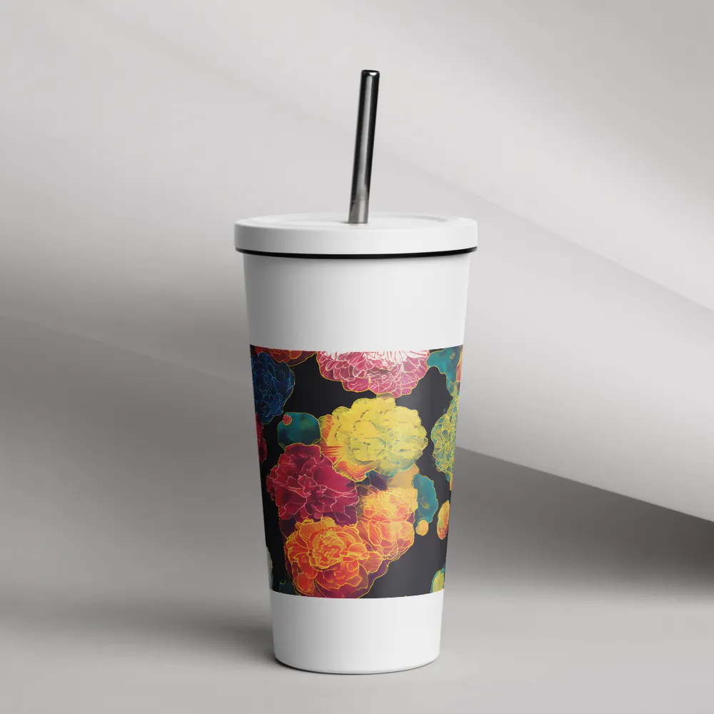 Tapeçaria de peônias néon | Caneca de viagem