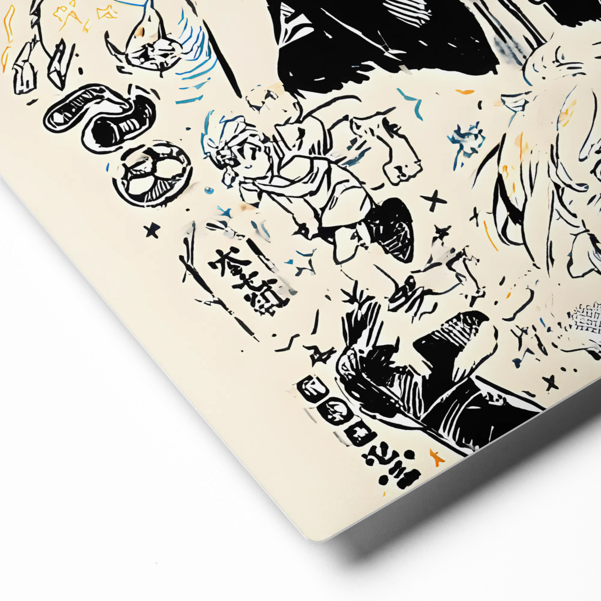 Anime Character Doodles 
 Canvas with Brown Frame