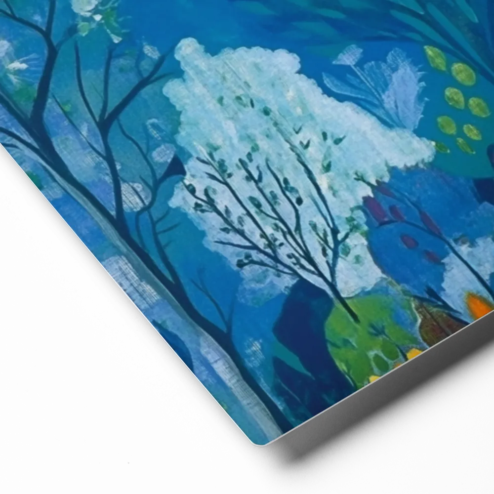 Serene Woman in Blue Forest | Art Print