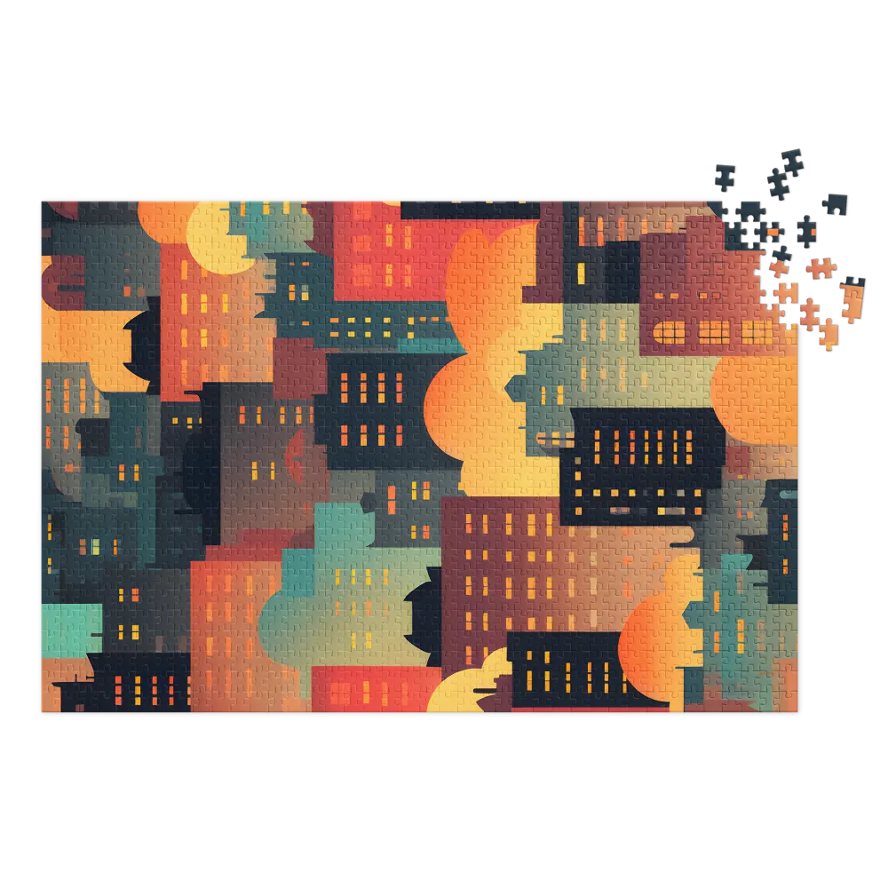 Colorful Cityscape at Sunset