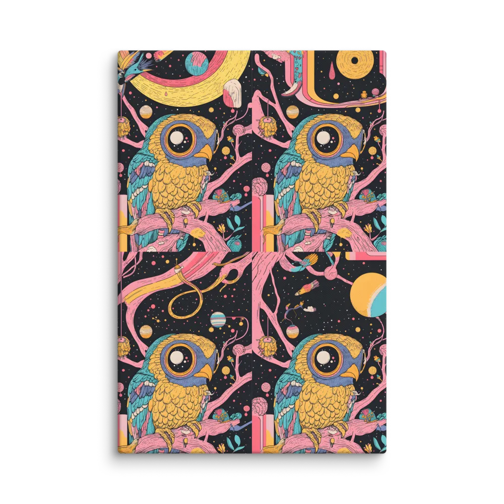 Cosmic Owl Perch 
 Canvas | 30″x 30″
