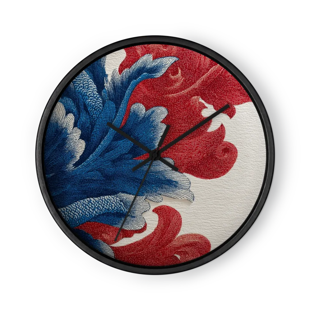 Intricate Blue and Red Botanicals | Wall Clock