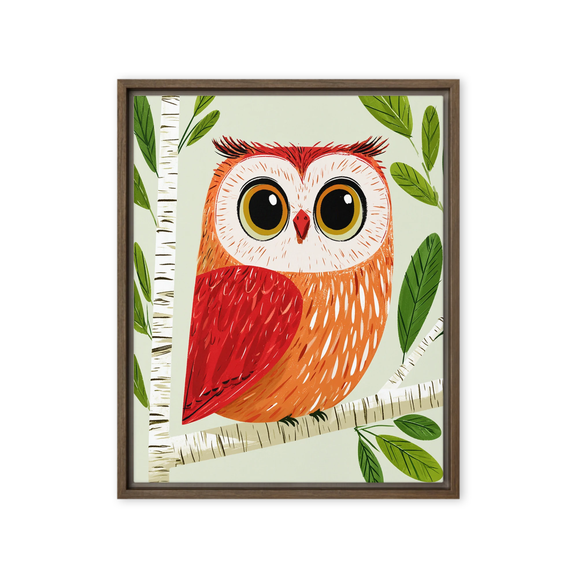 Red Owl on Birch Branch